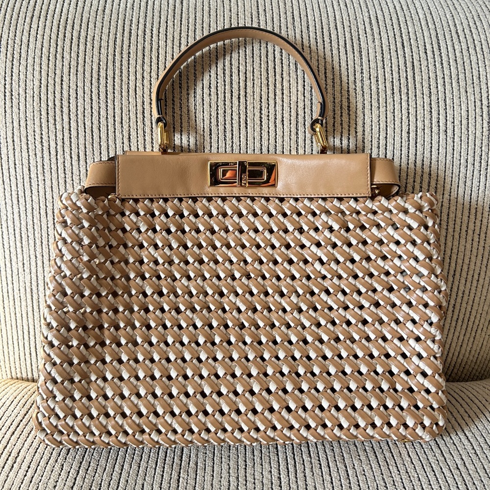 FENDI Medium Woven Peekaboo Handle Bag
With Gold Hardware